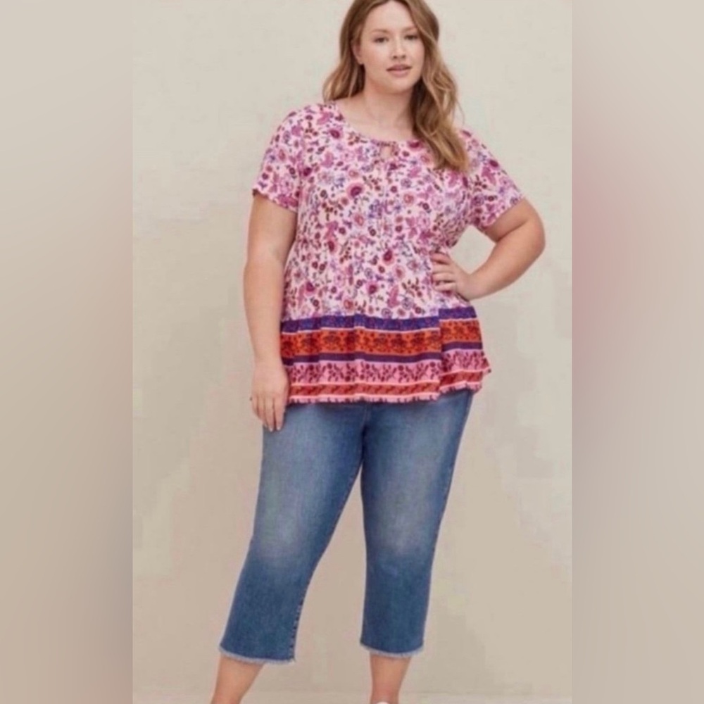 Torrid Tie Front Floral Print Top Size 3X New